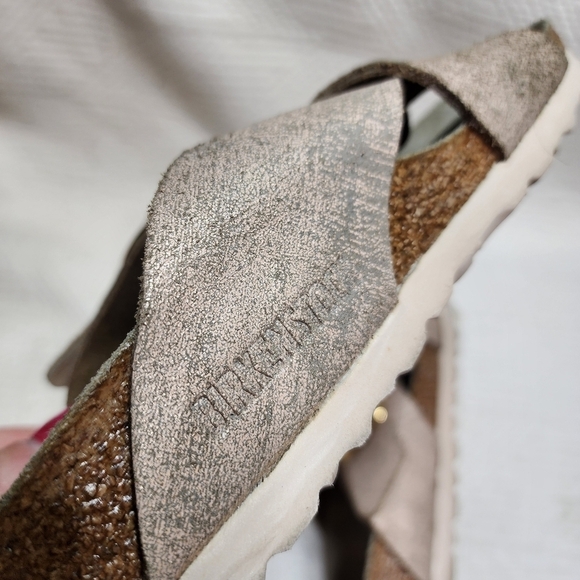Birkenstock Metallic Rose Gold Siena Big Buckle Cross Strap Sandals Size EU 36 - Picture 9 of 16